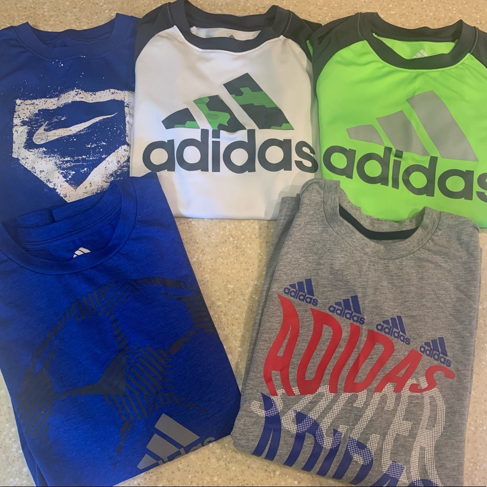 Bundle of 5 boys medium Adidas and Nike shirts